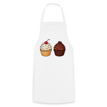Cupcake Duo: Vanille & Schoko - Kochschürze - Weiß - Vorne - AI Model Male 185 dark (185cm)