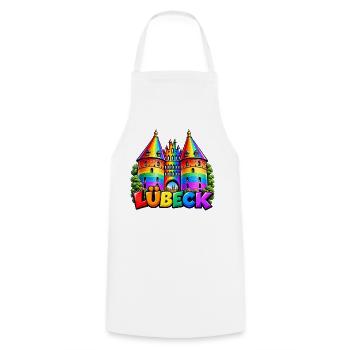 Lübeck Regenbogen Holstentor - Kochschürze - Weiß - Vorne - AI Model Male 185 dark (185cm)