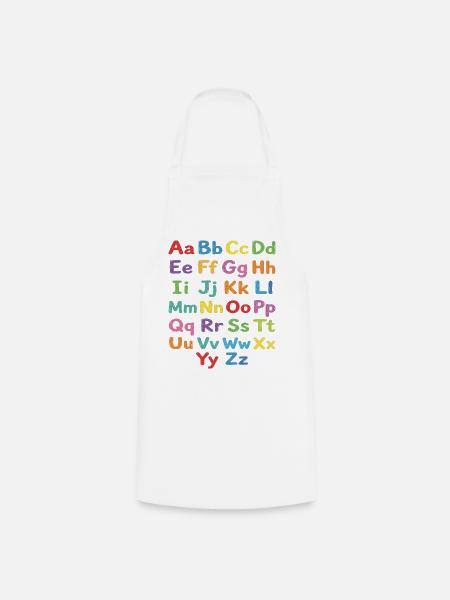 Kreidealphabet Bunte Buchstaben - Kochschürze - Weiß