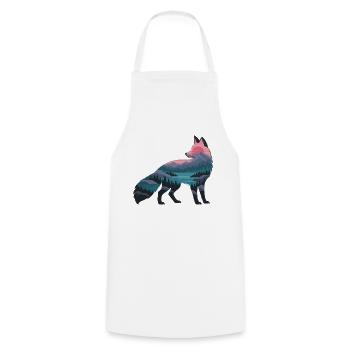 Wolfsilhouette mit Naturpanorama - Kochschürze - Weiß - Vorne - AI Model Male 185 dark (185cm)