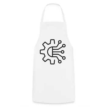 KI-Technologie Zahnrad-Symbol - Kochschürze - Weiß - Vorne - AI Model Male 185 dark (185cm)