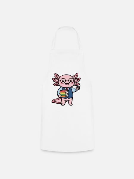 Süßer Axolotl-Lehrer Lustiges Kawaii-Wassertier - Kochschürze - Weiß