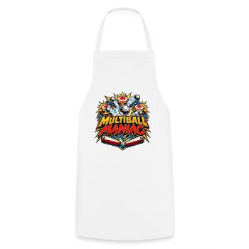 Multiball Maniac - Kochschürze - Weiß - Vorne - AI Model Male 185 dark (185cm)