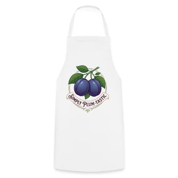 Two Plums Simply Plum-tastic Vintage-Logo - Kochschürze - Weiß - Vorne - AI Model Male 185 dark (185cm)
