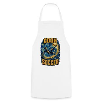 Gogh Fußball  - Kochschürze - Weiß - Vorne - AI Model Male 185 dark (185cm)