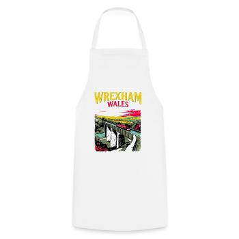 City Vintage Travel Poster Wrexham Wales Novelty - Kochschürze - Weiß - Vorne - AI Model Male 185 dark (185cm)