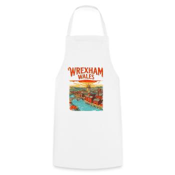 Welcome To Wrexham Wales Cityscape Novelty - Kochschürze - Weiß - Vorne - AI Model Male 185 dark (185cm)