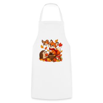 Herbst Waldtiere - Kochschürze - Weiß - Vorne - AI Model Male 185 dark (185cm)