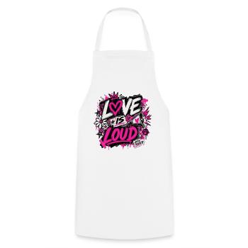 Love is loud - Kochschürze - Weiß - Vorne - AI Model Male 185 dark (185cm)