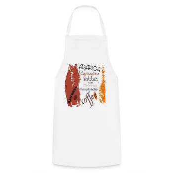Kaffee  - Kochschürze - Weiß - Vorne - AI Model Male 185 dark (185cm)