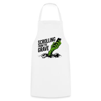 Vom Grab zum Scrollen - Kochschürze - Weiß - Vorne - AI Model Male 185 dark (185cm)