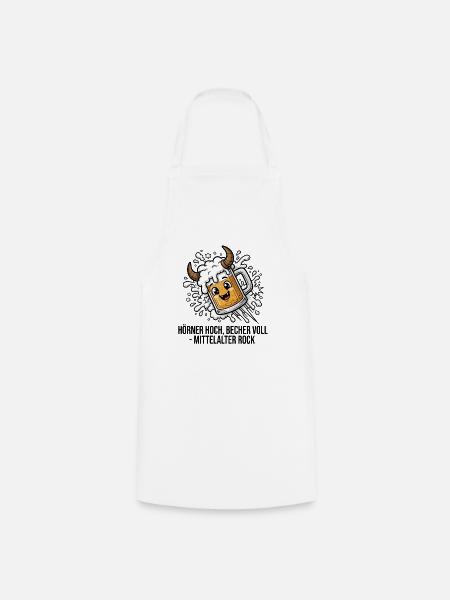 Bierkrug mit Hörnern Mittelalter-Rock - Kochschürze - Weiß