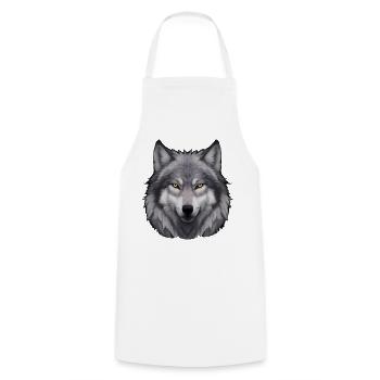 Wolf Kopfporträt - Kochschürze - Weiß - Vorne - AI Model Male 185 dark (185cm)