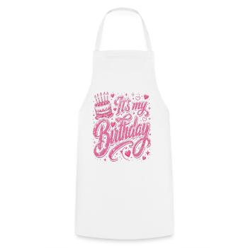 Mein Geburtstag Glitzerrosa Jubel - Kochschürze - Weiß - Vorne - AI Model Male 185 dark (185cm)