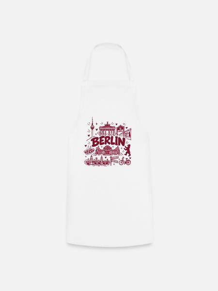 Berlin - Hauptstadt mit Sehenswürdigkeiten - Kochschürze - Weiß