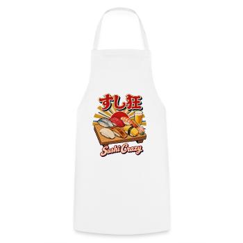 Sushi Crazy - Kochschürze - Weiß - Vorne - AI Model Male 185 dark (185cm)