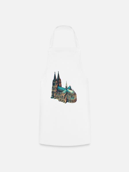 Kölner Dom Retro - Kochschürze - Weiß