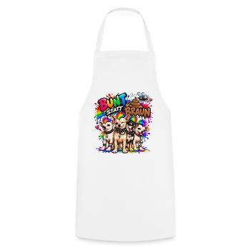 Bunt statt braun - Chihuahua Gang - Regenbogen - Kochschürze - Weiß - Vorne - AI Model Male 185 dark (185cm)