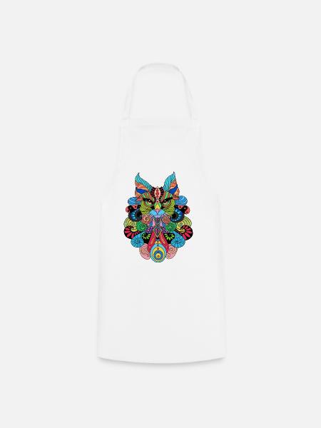 Chat_Mandala - Kochschürze - Weiß