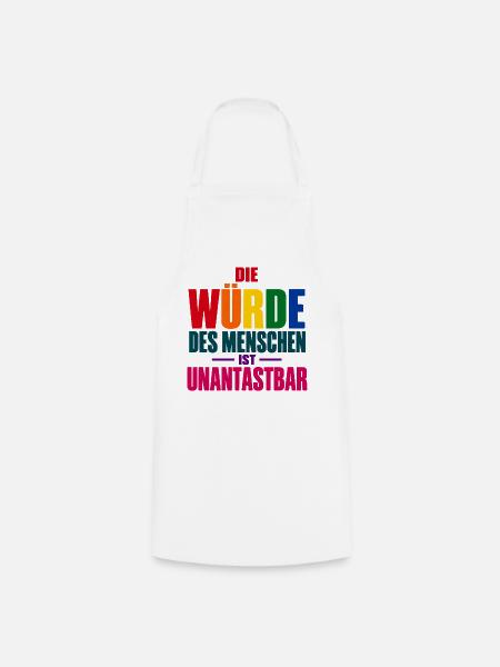Die Würde des Menschen – Buntes Grundrechte-Motiv - Kochschürze - Weiß