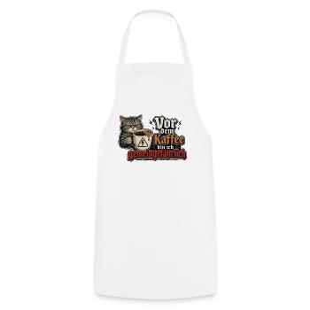 Kaffee-Katze: Vor dem Kaffee Gemeingefährlich - Kochschürze - Weiß - Vorne - AI Model Male 185 dark (185cm)