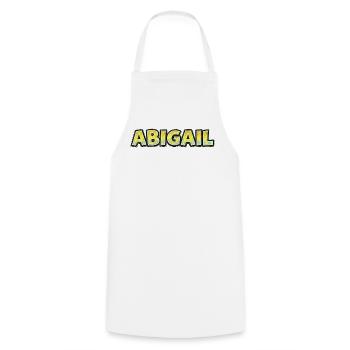 Abigail – Handgezeichnete Typografie - Kochschürze - Weiß - Vorne - AI Model Male 185 dark (185cm)