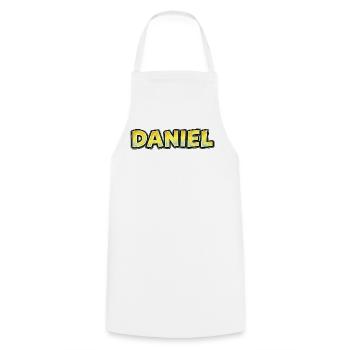 Daniel – Handgezeichnete Typografie - Kochschürze - Weiß - Vorne - AI Model Male 185 dark (185cm)