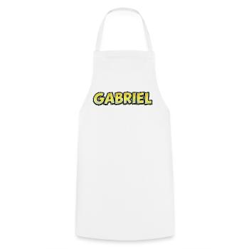 Gabriel – Handgezeichnete Typografie - Kochschürze - Weiß - Vorne - AI Model Male 185 dark (185cm)