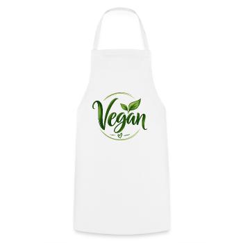 Vegan - Veganer - fleischfrei - fleischlos - Kochschürze - Weiß - Vorne - AI Model Male 185 dark (185cm)