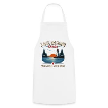 Lake Ontario Kanada Leuchtturm Sonnenuntergang - Kochschürze - Weiß - Vorne - AI Model Male 185 dark (185cm)