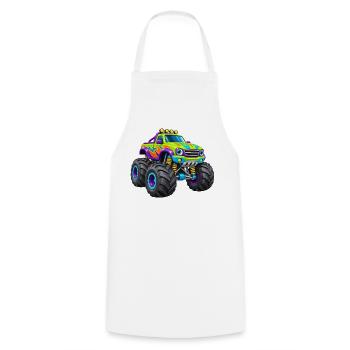 Bunter Monstertruck Flammen-Design - Kochschürze - Weiß - Vorne - AI Model Male 185 dark (185cm)