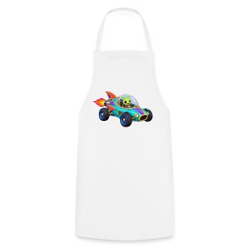 Alien Raketenrennwagen Cartoon - Kochschürze - Weiß - Vorne - AI Model Male 185 dark (185cm)