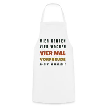 Vier Kerzen vier Wochen Vorfreude - Adventszeit - Kochschürze - Weiß - Vorne - AI Model Male 185 dark (185cm)