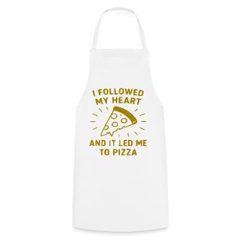 Herz folgt der Pizza - Kochschürze - Weiß - Vorne - AI Model Male 185 dark (185cm)