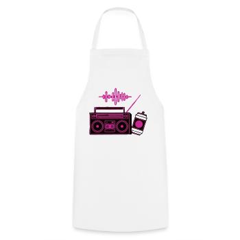 Neon Boombox Radio Grafik - Kochschürze - Weiß - Vorne - AI Model Male 185 dark (185cm)