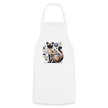 Beige-blaue abstrakte Siamkatze - Kochschürze - Weiß - Vorne - AI Model Male 185 dark (185cm)