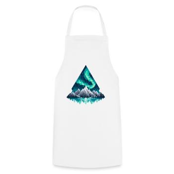 Geometrische Bergkette in Teal - Kochschürze - Weiß - Vorne - AI Model Male 185 dark (185cm)