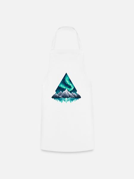 Geometrische Bergkette in Teal - Kochschürze - Weiß