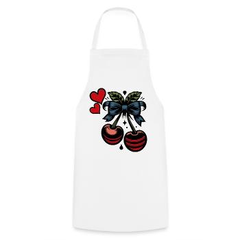Kirsch-Duo mit Schleife Retro-Pop-Art - Kochschürze - Weiß - Vorne - AI Model Male 185 dark (185cm)