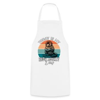 Schneeaffe Snow Monkey - Kochschürze - Weiß - Vorne - AI Model Male 185 dark (185cm)