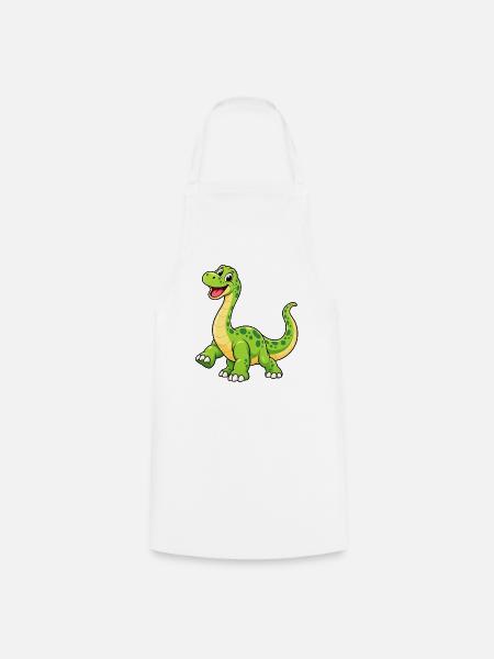 Fröhlicher Grüner Dino Cartoon - Kochschürze - Weiß