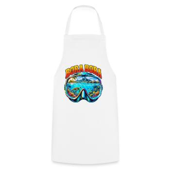 Bora Bora Französisch Polynesien Tauchen Schnorche - Kochschürze - Weiß - Vorne - AI Model Male 185 dark (185cm)