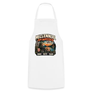 Millennial am Wasser – Slavic Weekend Mode - Kochschürze - Weiß - Vorne - AI Model Male 185 dark (185cm)