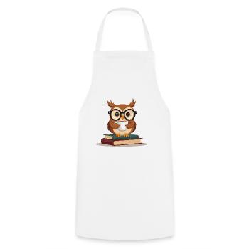 Cozy Book Lover Reading Owl Design - Kochschürze - Weiß - Vorne - AI Model Male 185 dark (185cm)