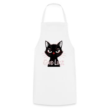 Schwarze Katze Glücksprint - Kochschürze - Weiß - Vorne - AI Model Male 185 dark (185cm)