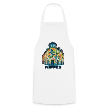 Nippes Eckhaus mit Schrift - Kochschürze - Weiß - Vorne - AI Model Male 185 dark (185cm)