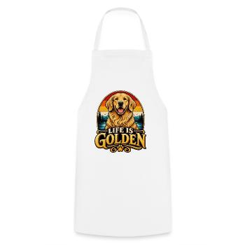 Life Is Golden Retriever Retro - Kochschürze - Weiß - Vorne - AI Model Male 185 dark (185cm)