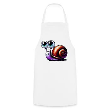 Schnecke - Kochschürze - Weiß - Vorne - AI Model Male 185 dark (185cm)