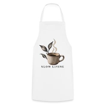 Kaffeetasse Slow Living Coffee - Kochschürze - Weiß - Vorne - AI Model Male 185 dark (185cm)