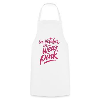 Im Oktober tragen wir Pink - Kochschürze - Weiß - Vorne - AI Model Male 185 dark (185cm)